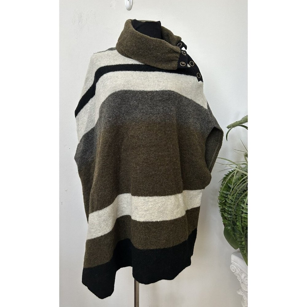 Tabitha Women's Asymmetrical Wool Blend Color Block Sweater Vest Shawl‎ Size L
